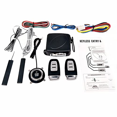 W Wheel Up Car Keyless Entry Remote Starter Pke Push To Start Antitheft Alarm System 12V Car Keyless Go Push Button Engine Start/Stop With 2 Smart Key thumb #6