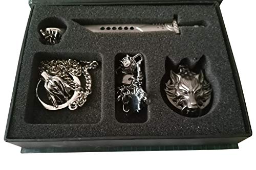 5 Pcs Final Fantasy VII Claude Sword and Wolf Nelace & Ring & Bracelet & Shoulder Board