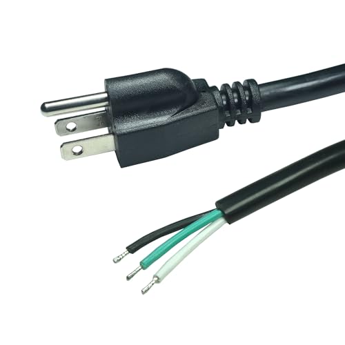 18 FT 18AWG 3 Prong Replacement Power Cord, 10 Amp 18 Gauge 3 Conductor Wire Extension Cable with Pigtail Open Wiring End.