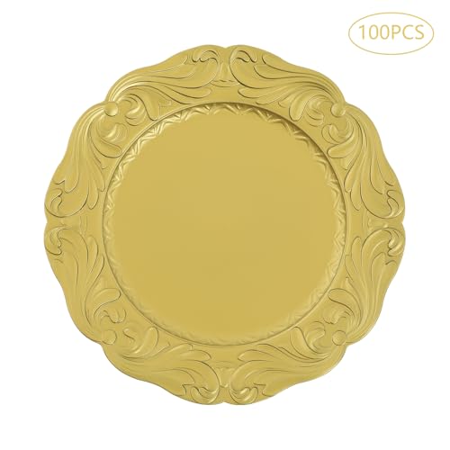 100 Platos Cargadores Dorados 12.8 Pulgadas con Diseño Rococó miniatura 2