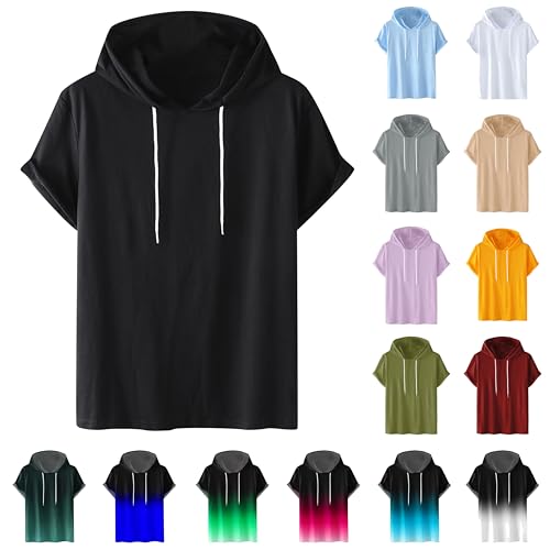 Sale Angebote Hoodie Herren Kurzarm Hoody Tshirt Sommer Kapuzenpullover Slim Fit Shirt Einfarbig Oberteile Klassisch T-Shirt Baumwolle Pullover Neue Sweatshirt Große Größen Kapuzenpulli Leicht