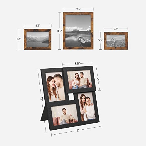 Songmics 10 Photo Frames And 4 Picture Frame Collage Bundle, Total Of 14 Frames For 8 X 10, 5 X 7, And 4 X 6 Photos, Glass Front, Rustic Brown And Black Urpf010X01 And Urpf25Bk #TOP7