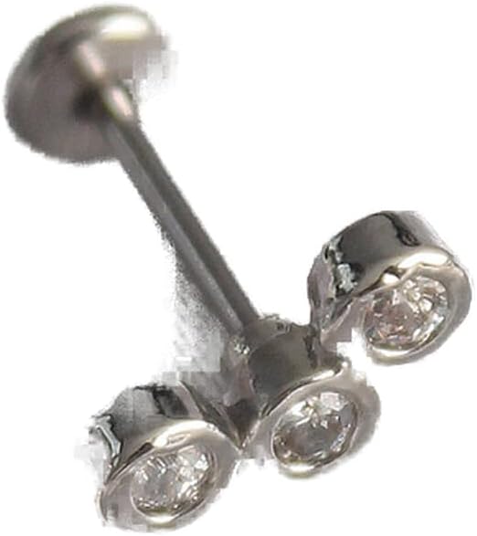 316L Çelik Gümüş Renk Zirkon Taşlı Tragus Piercing - TJ-PR1349