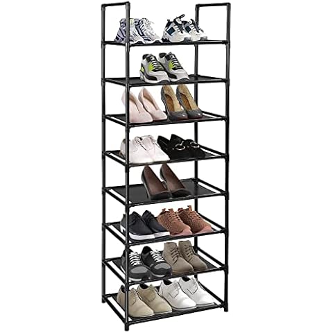 esonstyle 8 Tier Shoe Rack For 16-20 Pairs Tall Shoe Rack Versatile Shoe Shelf Organiser Narrow Shoe Rack Organizer Cover