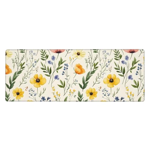 Tapis de souris de jeu grand format fleurs roses pour clavier pc portable