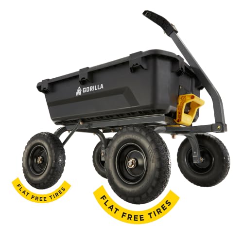 Image of Gorilla Carts Dump Garden Cart, 7 Cu Ft,1200 lb Capacity, No-Flat Tires