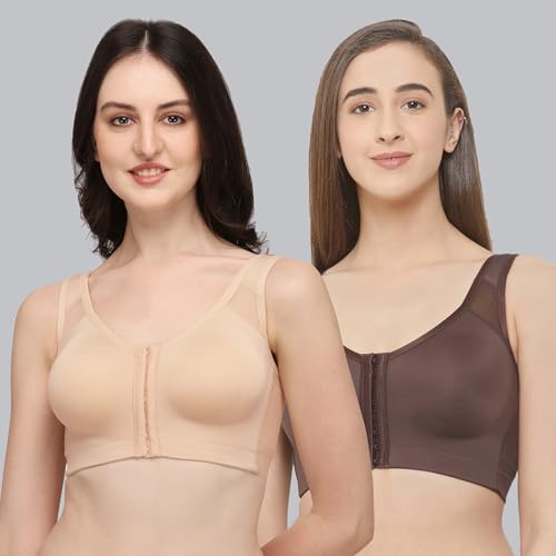 Image of SOIE Women Front Closure Full Coverage Non Padded Non Wired Posture Correction Bra