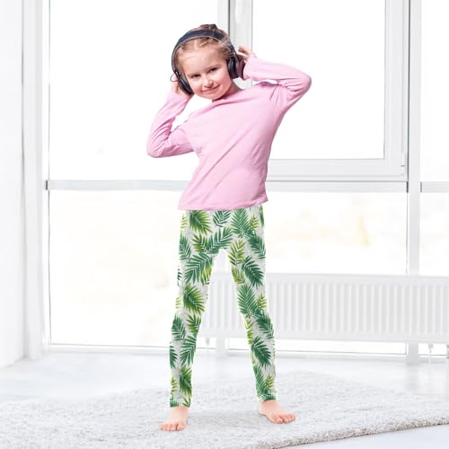 Girls Leggings Tropical Palm Leaves Soft Toddler Leggings for Girls Kids Pants Size 4T-10T4