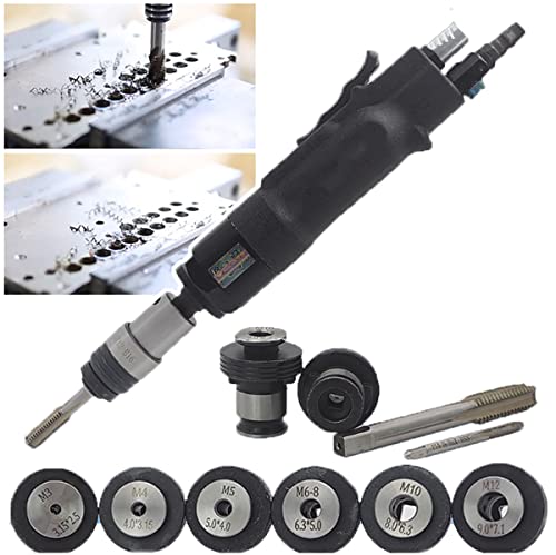 百信 MáQuina Roscadora NeumáTica, MáQuina Perforadora Manual De Taladro NeumáTico, Entrada De Aire: 1/4 LN, con Mandril RáPido AutomáTico M3-M12 para Roscar Acero,Hierro,Cobre,Aluminio,PláStico