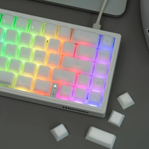 Image of dagaladoo Double Shot PBT keycaps,White Jade, Cherry Profile Keycaps Set | 121-keys Jelly style Custom keycaps full size for 60% 65% 75% 100% Cherry-MX switch Mechanical Keyboard