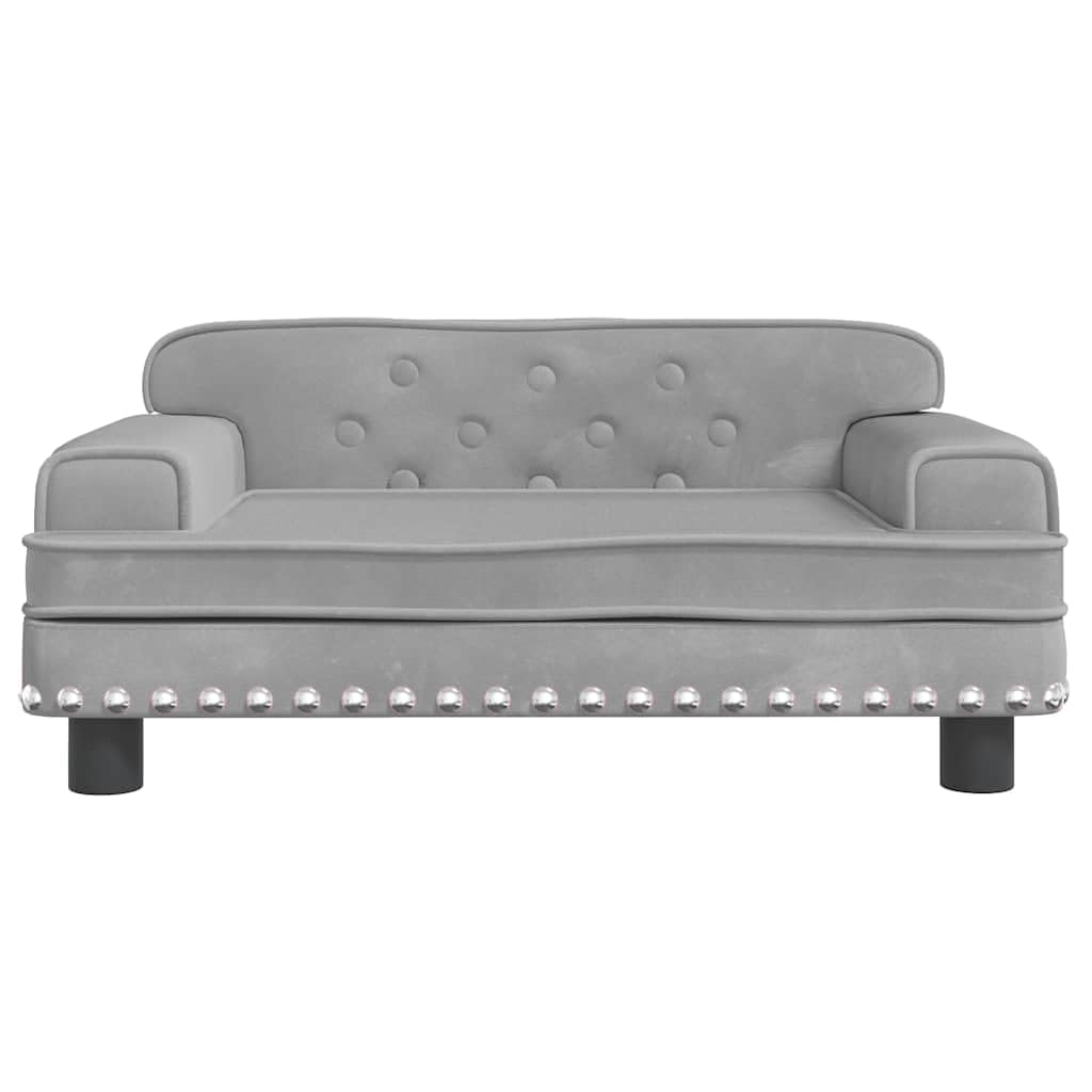 vidaXL Hundebett, Hundekissen mit weicher Polsterung, Hundesofa Hundecouch für kleine Hunde Haustiere, Haustierbett Katzenbett, Hellgrau Samt