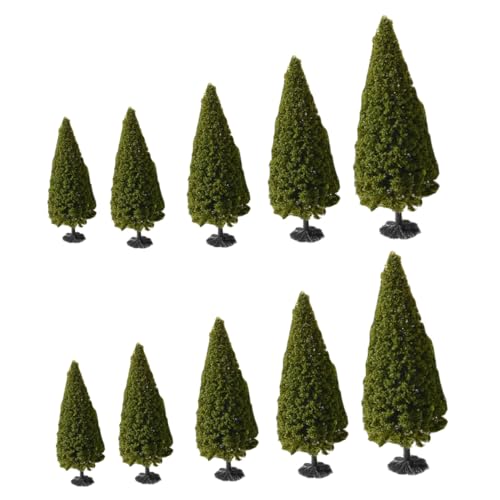 SOESFOUFU 10個 軽量ミニ松樹模型 手作りサンドテーブル緑化装飾 軍緑色多 ミクロランドスケープ用自然風景演出