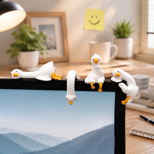 STONESTAR Mini Desk Ducks for Computer Monitor – 4 Funny Resin Figurines, Office Desk & Car Dashboard Decor, Cute Tiny Desk Accessories – Burnt-Out Duck Squad
