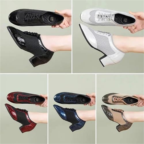 Women's Latin Dance Shoes Latin Dance Shoes for Women Adult Body Training Shoes with Soft Square Social Dance Shoe for Latin, Salsa, Samba, Chacha(White 3.5cm,35)4