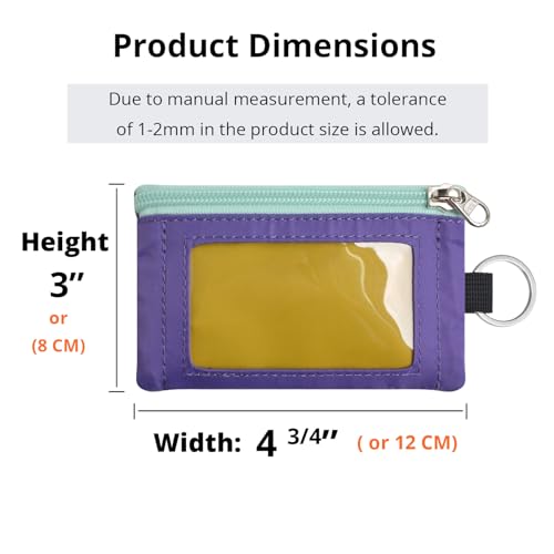Image of RFID Blocking Travel Wallet with Adjustable Lanyard, Small Nylon Zipper Pouch and Badge Holder for ID, Credit Cards, Cash, Keys, Commuters (DarkYellow+Violet)