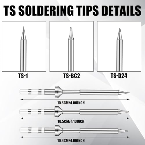 Image of Zonon 7 Pcs Ts100 Soldering Iron Tips Replacement Mini Stainless Steel Pencil Soldering Iron Tips Portable Micro Solder Pen for Ts100 Soldering Iron Power Tool Solder Pen Tool Soldering Accessories
