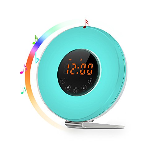 Sunrise Alarm Clock - Joyful Heart Best Wake Up Light with 7 Colors Changing, FM Radio, Touch Contro - //coolthings.us
