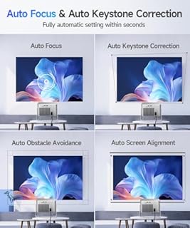 SIECUBIC Mini Proiettore Portatile, Videoproiettore 4K Full HD 1080P, 600 Lumen ANSI, Android 14 WiFi 6 Bluetooth 5.4, Correzione di Distorsione e Foco Automatico, Cinema Casa Interno ed Estern