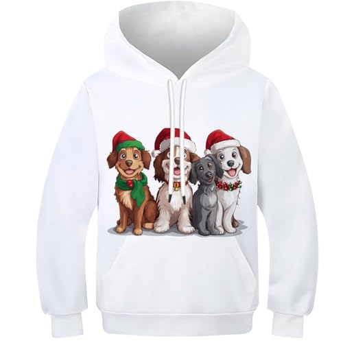 Pull avec grande poche imprimé chiots 3D, sweat printemps enfant confortable