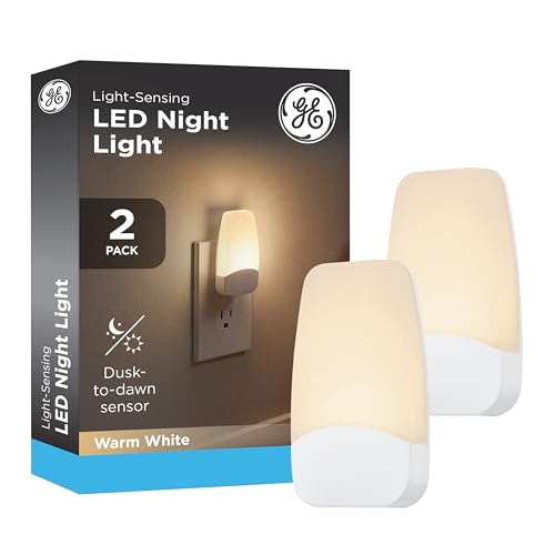 GE Plug in Night Light with Dusk to Dawn Sensor, 2 Pack