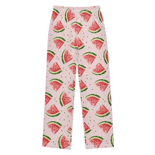 Red Watermelon Boys Long Pants Soft Trousers Elastic Waist Kids Lounge Bottoms with Pockets S-XL