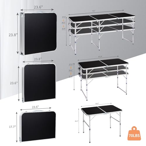 Mesa de Camping Plegable Portátil de 4 Pies Negra GODECOR miniatura 4
