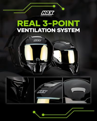 Image of HAX Full Face Motorcycle Helmet for Adult Men and Women, DOT & ECE 22.06 Certified - Powersports Advanced Ventilation Motocross Helmet for Motorbike Street Bike