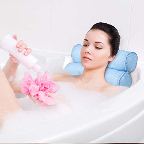 ESSORT Badewannenkissen,Rutschfeste Saugnäpfe Doppelsäulen-Badewannenkissen Nacken Schulterstütze Komfort kopfkissen für Home Spa Whirlpools, Badekissen Kopfstütze – Bild 3