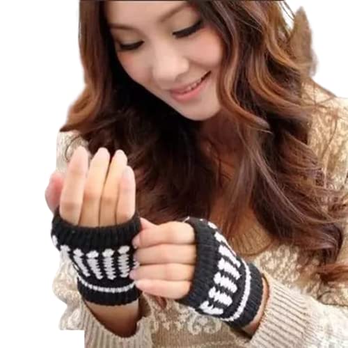 Image of Mehak Fashion Winter Knitted Fingerless Gloves Wool Warm with Thumb Hole For Kids Girls Pack of - 3 Multicolor
