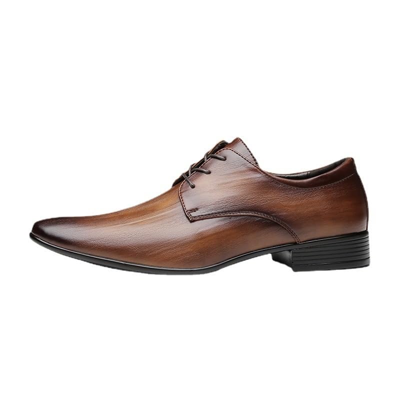 Mens British-Style Pointed Toe Wing-Shaped Oxford Shoes Leather Lining Formal Business Shoes Suitable for Wedding Banquet Non-Slip Waterproof