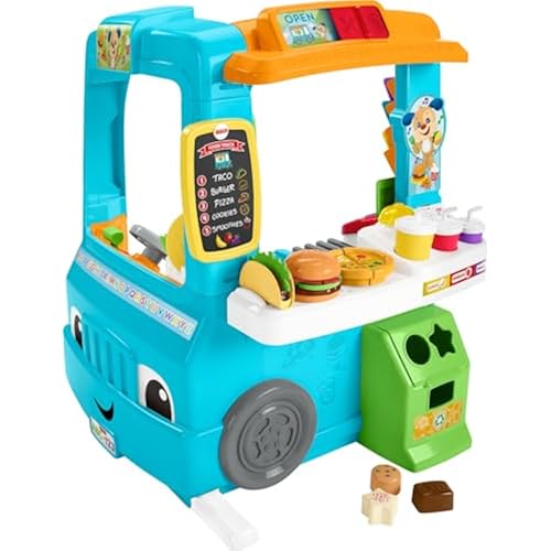 Fisher-Price Toddler Learning Toy Laugh & Learn Servin’ Up Fun Food Truck Electronic Playset with 24 Accessories for Kids Ages 18+ Months