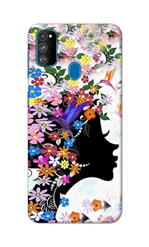 Image of Printed Hard Back Cover Case for Samsung Galaxy M30s Back Cover (Floral Hairstyle Girl) -1803