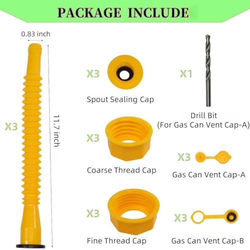 Gas Can Spout Replacement, 3-Kit Gas Can Nozzle Replacement No Leak, Bendable Tubes, Gas Can Replacement Spout Gas Tank Nozzle For 1/2/5/10 Gallon Gas Cans (3 Kit) - Thumbnail 2