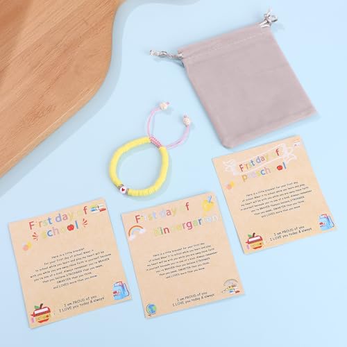Image of First Day of Preschool Bracelet Back to School Gifts for Kindergarten / Preschool / School Gift Mama and Mini Adjustable Mother Daughter Bracelets as Supplies for Girls to Relieve Study Anxiety