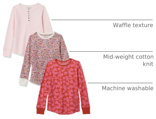 Image of Amazon Essentials Girls and Toddlers' Long-Sleeve Cotton Thermal T-Shirt, Pack of 3