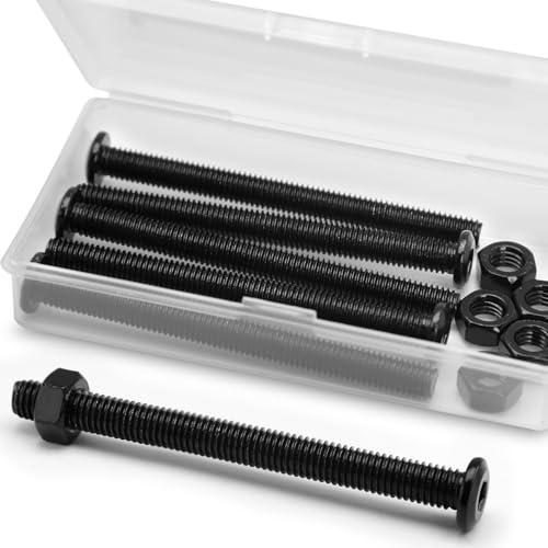 5 Juegos M8 x 100mm Kit de Pernos y Tuercas de Cabeza Hueca Hexagonal Redonda Plana 304 Acero Inoxidable Óxido Negro, Tornillos Para Muebles