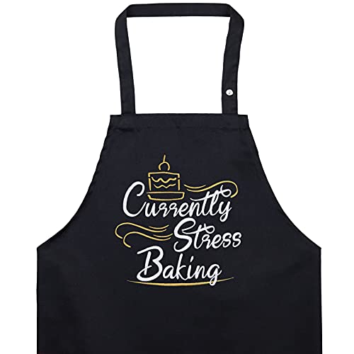 Tablier brodé Currently stress baking avec poche ajustable cadeau cuisine
