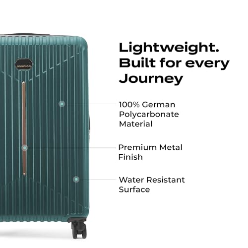 Image of Midnight Voyager Check-in Large 76cm | Trolley Bag Hard Case Polycarbonate, 4 Wheels 360 Degree Wheeling System Luggage, Suitcase for Travel, with Front Laptop Access (Moss Green)