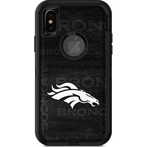Skinit Decal Skin Compatible with OtterBox Defender iPhone X/XS - Officially Licensed NFL Denver Broncos Black & White Design