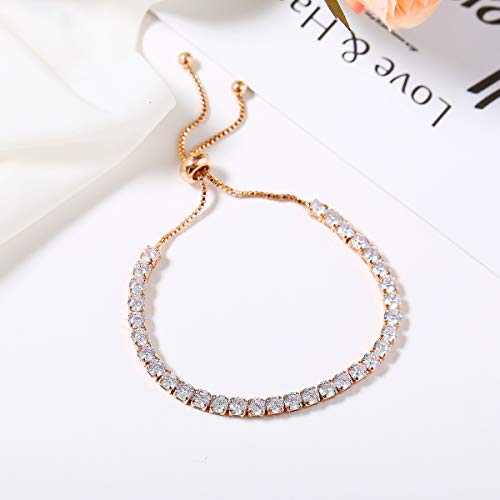 Soyzvteo Adjustable Tennis Bracelet Cubic Zirconia Classic Tennis Bracelet Iced Out Tennis Sliding Adjustable Bracelets Rhinestone Bracelets Jewelry for Women Girls2