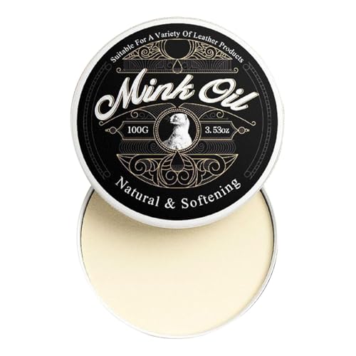 Huile de vison pour cuir – Huile de vison nettoyant pour cuir | Fournitures de nettoyage, pâte hydratante entièrement naturelle 100 g pour sacs, bottes,...