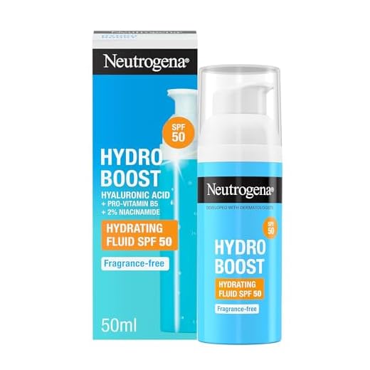 Neutrogena Hydro Boost Fluido Hidratante SPF 50 (1 x 50 ml), crema solar 50 de uso diario con ácido hialurónico y 2% niacinamida, protector solar hidratante de amplio espectro