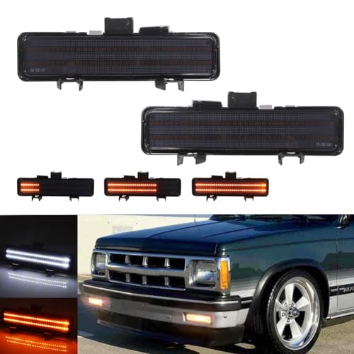 Tonsya For 1883 1884 1885 1886 1887 1888 1889 1990 1991 1992 1993 Chevry S-10/1882 1883 1884 1885 1886 1887 1888 1889 1990 GMC S-15 Front Bumber Parking turn signal lights Smoked Lens #10530596