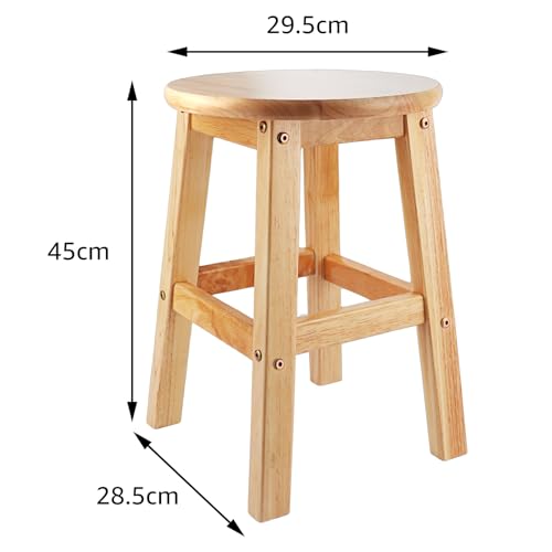 Taburete redondo de madera maciza de 45 cm ASelected para ganar espacio en casa 4