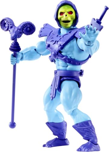 Image of Masters of The Universe Origins Action Figure Skeletor, 5.5 Inch 1980s Motu TV Villain, Detailed Design with Harness, Havoc Staff & Sword