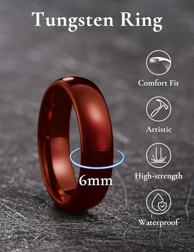 Image of King Will Men's Women's Tungsten Carbide Ring 24k Gold Plated Rose Gold Plated Domed Polished Finish Wedding Band