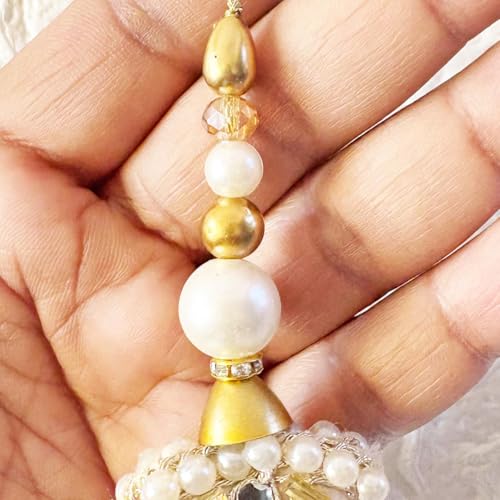 Image of Adikala Craft Store Handmade Ethnic Latkan Tassel Set of 2 for Saree Pallu, Blouse, Suits, Dupatta, Lehenga Decor | Ethnic Saree Pallu, Blouse, Suit, Dupatta & Lehenga Decoration (Heart)