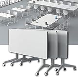 Klappbarer Computertisch mit Rädern – Mobiler Besprechungstisch, kompakter Konferenztisch mit Klappdeckel für Training und Zusammenarbeit