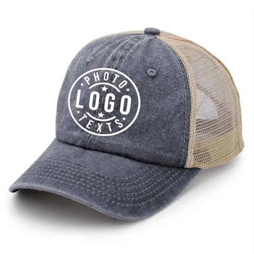 Personalized Trucker Hat Bulk Customized Caps Design Your Own Logo Text Image Custom Baseball Cap As Gift for Men Wowen Navy Blue Hats 1