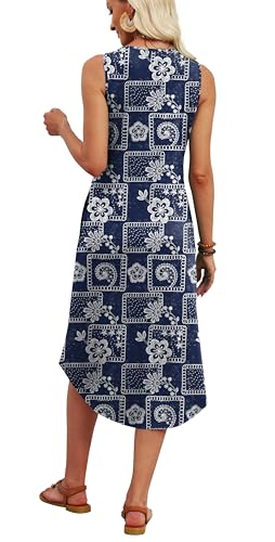Image of WIHOLL Summer Dresses for Women 2026 Button Front Sleeveless Casual Midi Dress Beach Vacation Sundresses with Pockets